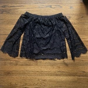 Perfect black lace off-the-shoulder top, size S